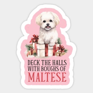 Maltese Christmas Print Sticker